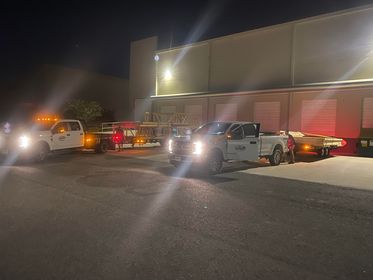 Trucks loaded for an overnight delivery window